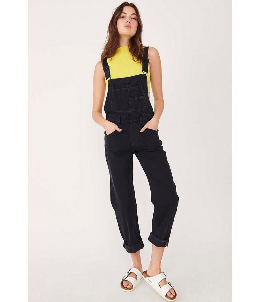 Free PeopleZiggy Cotton Denim Square Neck Overalls