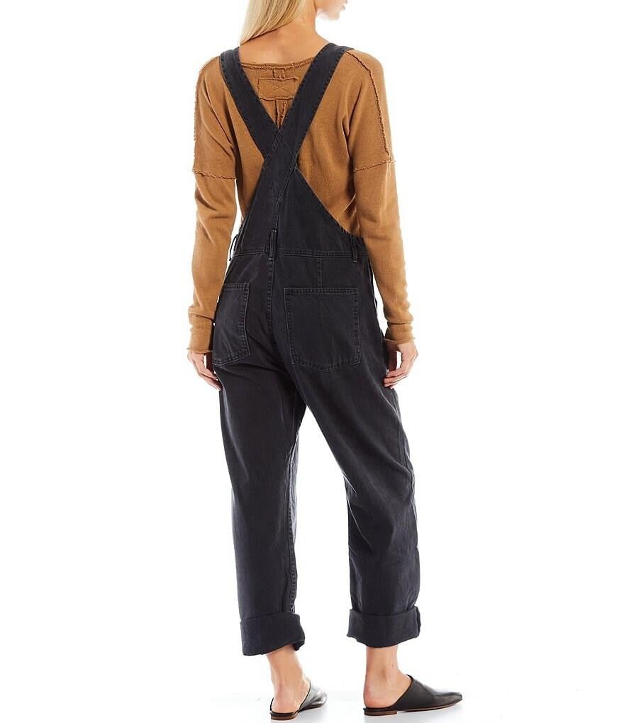 Free PeopleZiggy Cotton Denim Square Neck Overalls