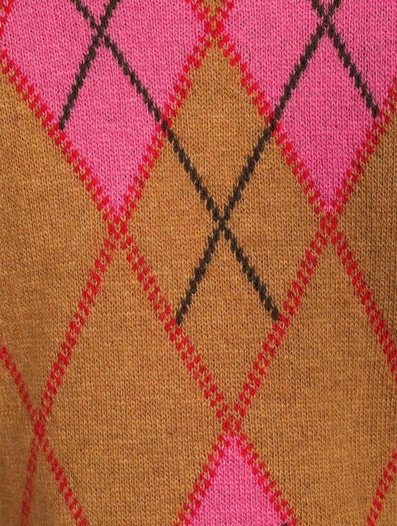 GANNI - Argyle Jacquard-Knit Wool-Blend Sweater