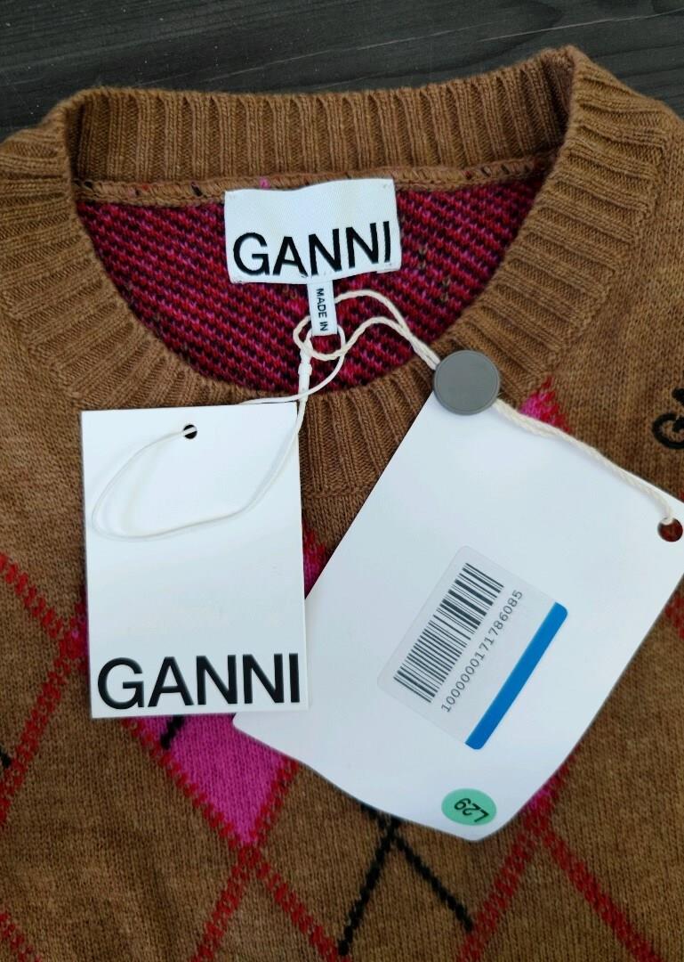 GANNI - Argyle Jacquard-Knit Wool-Blend Sweater