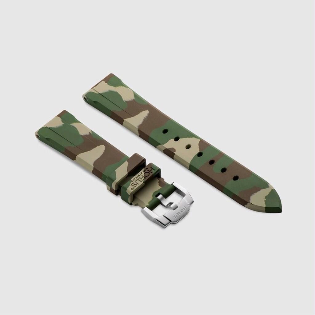 Horus 20mm Lug Width FKM Rubber Strap - Jungle Camo