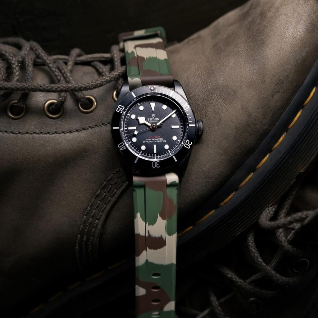 Horus 20mm Lug Width FKM Rubber Strap - Jungle Camo