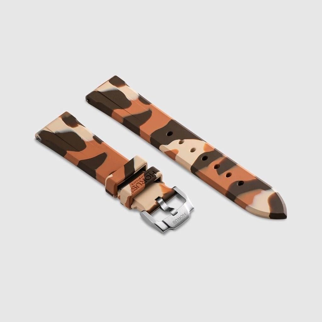 Horus 20mm Lug Width FKM Rubber Strap - Desert Camo