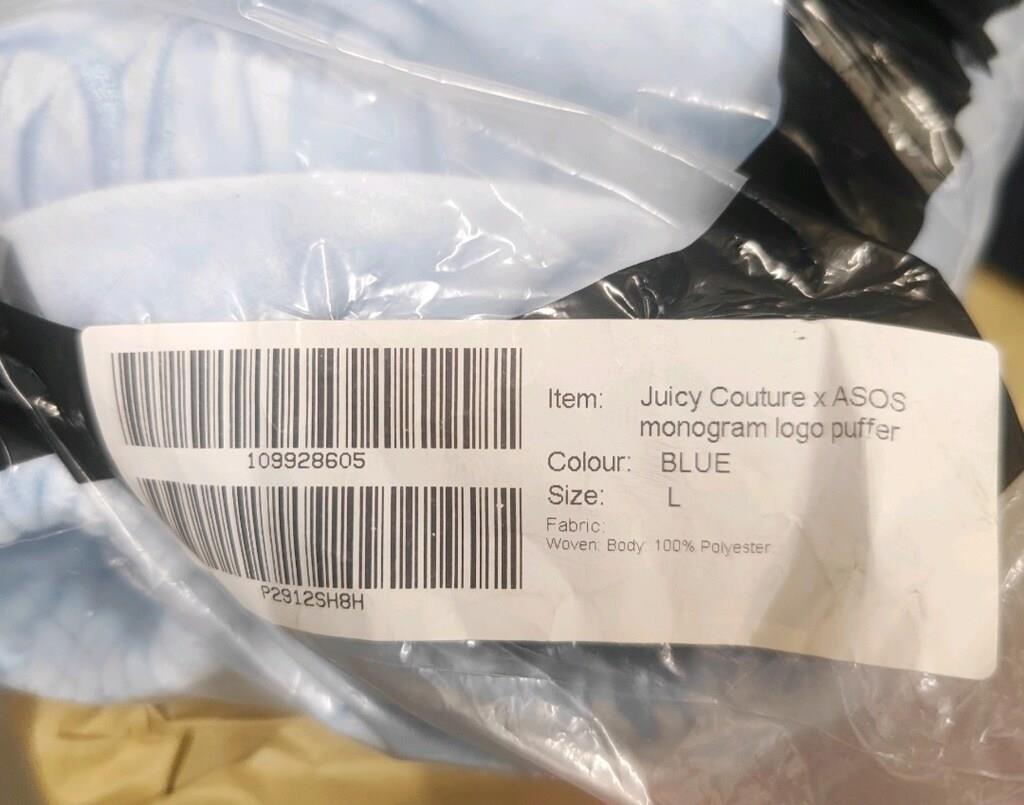 Juicy Couture x ASOS Monogram Logolu Mavi Şişme Ceket