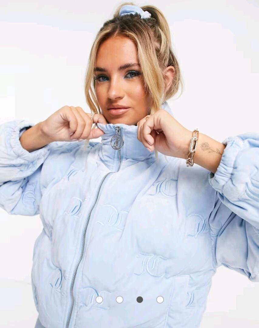 Juicy Couture x ASOS Monogram Logolu Mavi Şişme Ceket