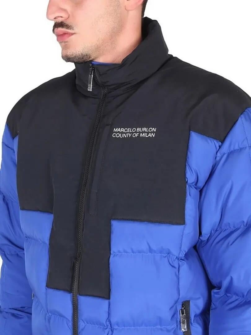 MARCELO BURLON Down Jacket With Logo Print