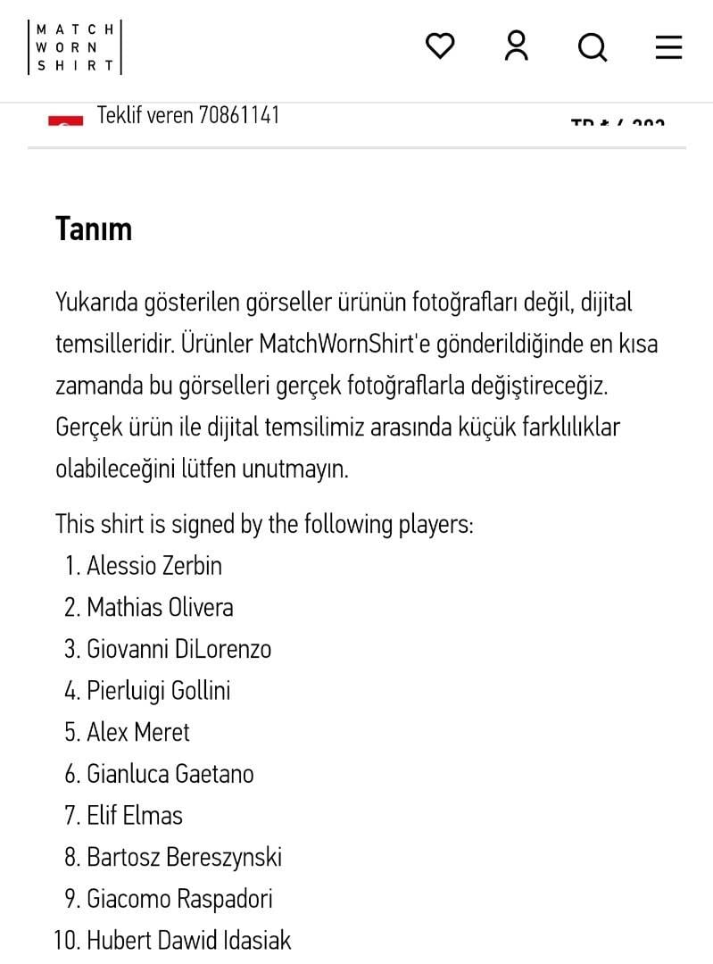 Napoli İmzalı Forma