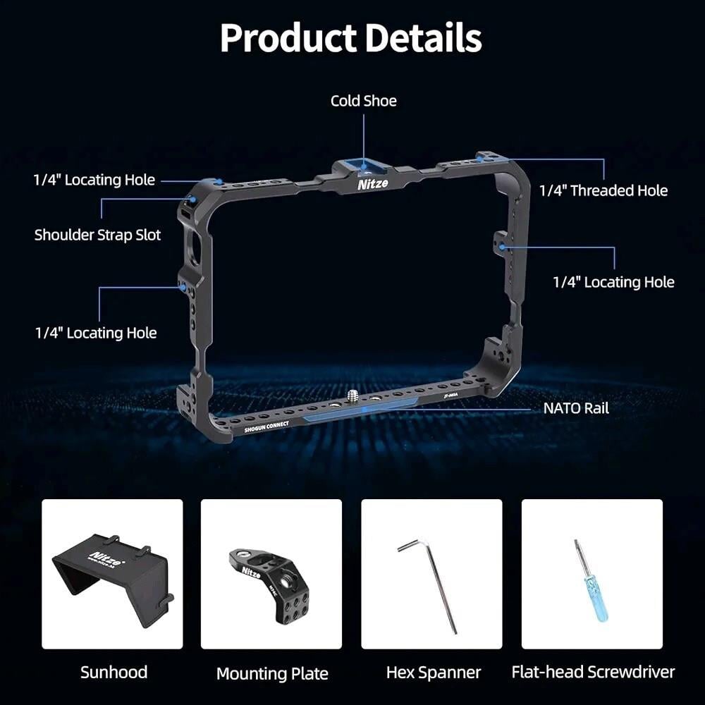 Nitze Cage for Atomos Shogun Connect Monitor with Mounting Sunhood