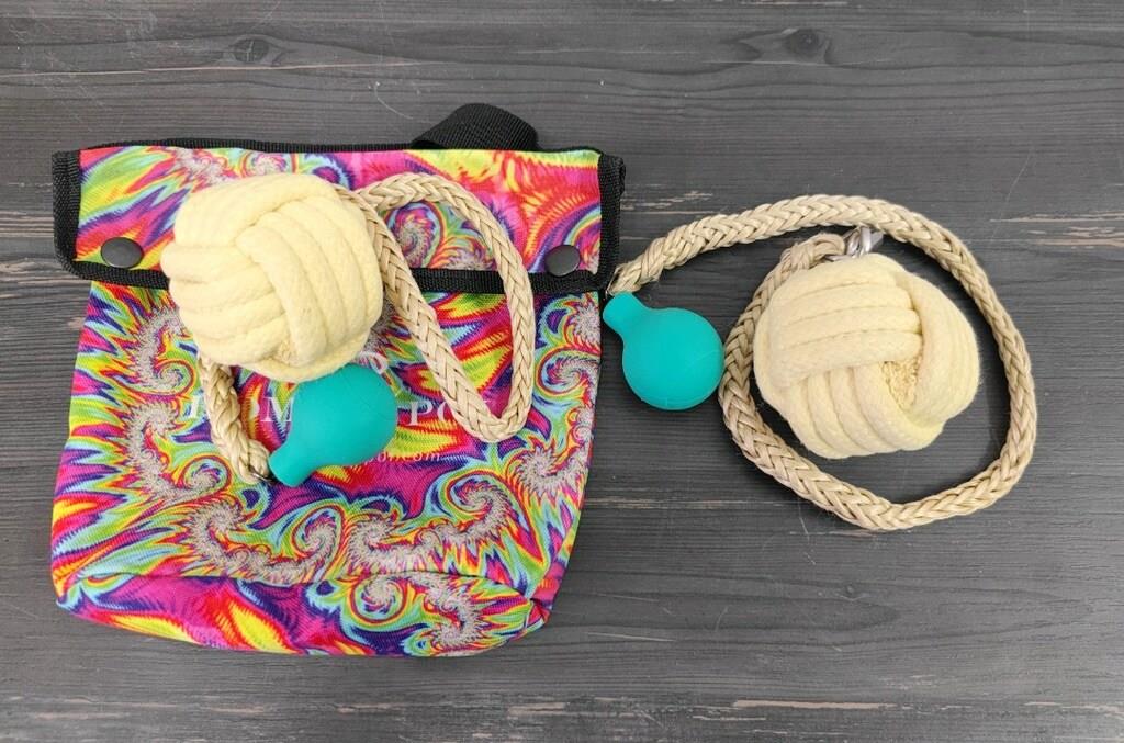 Pair of Pro Technora Medium Monkey Fist Fire Poi