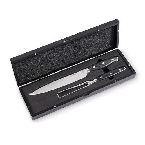 Pampered Chef Knife & Fork Carving Set With Black Case 100476
