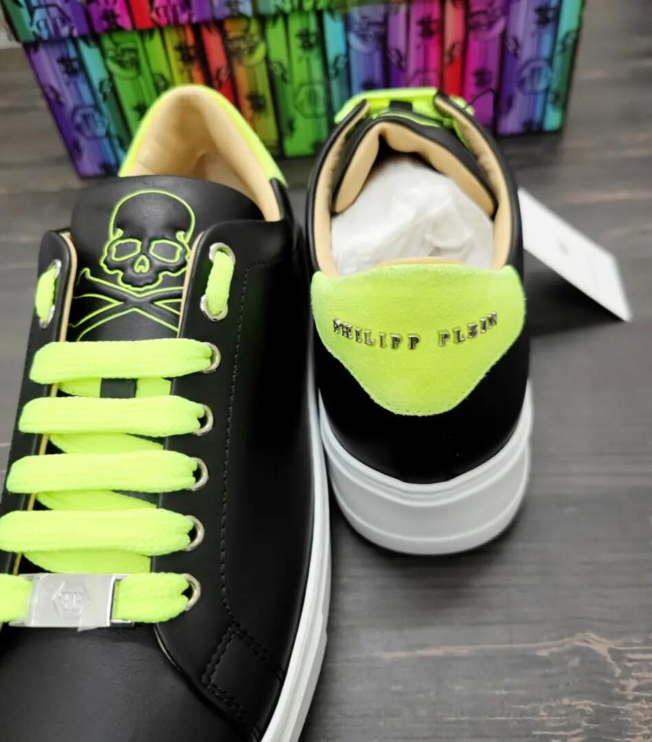 Philipp Plein Deri Lo-Top Skull And Plein Sneakers