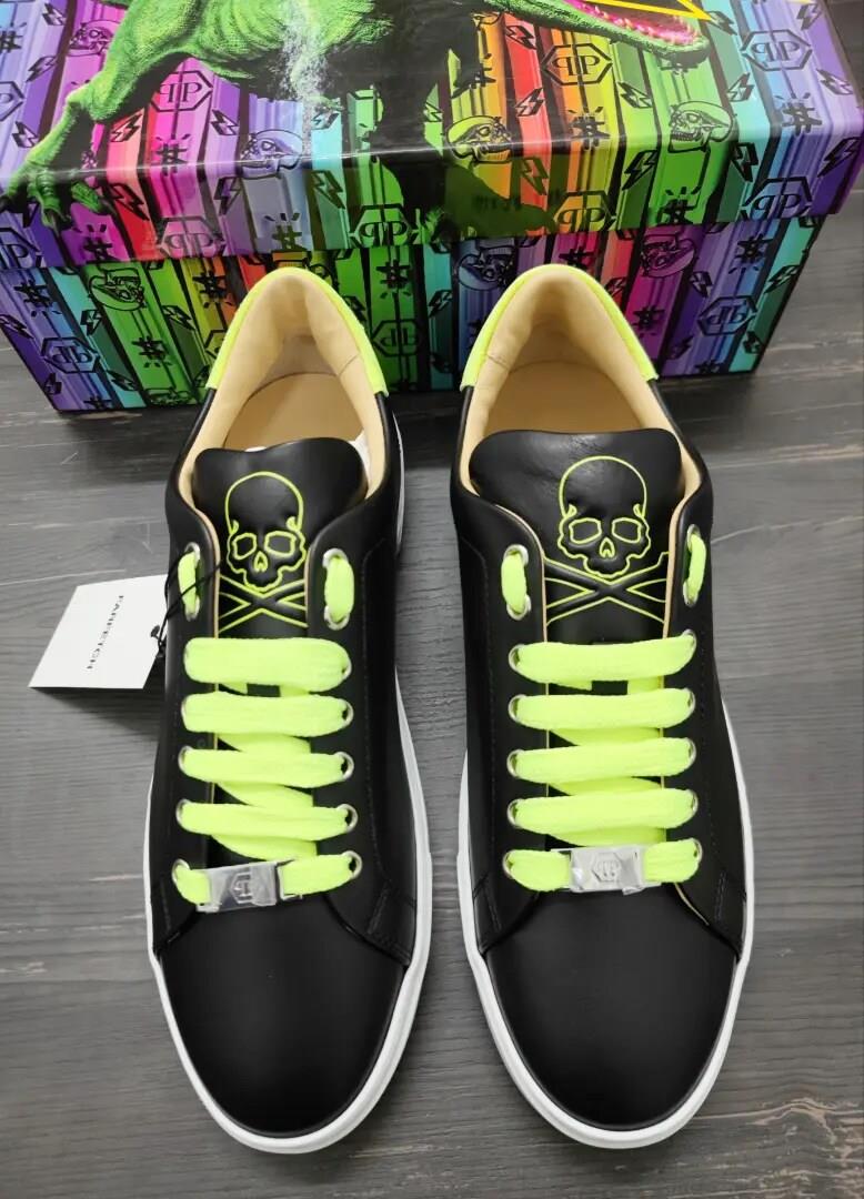 Philipp Plein Deri Lo-Top Skull And Plein Sneakers