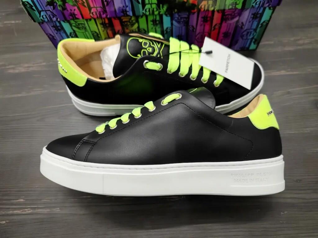 Philipp Plein Deri Lo-Top Skull And Plein Sneakers