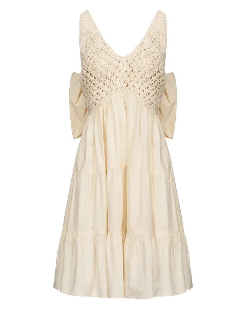 PINKO Sorrento İvory Mini Elbise