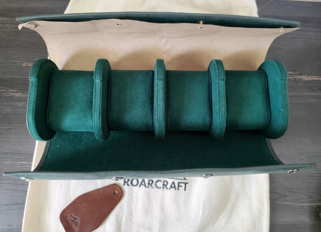 Roarcraft - Dörtlü Deri Saat Kutusu - Zümrüt Yeşil / Watch Roll