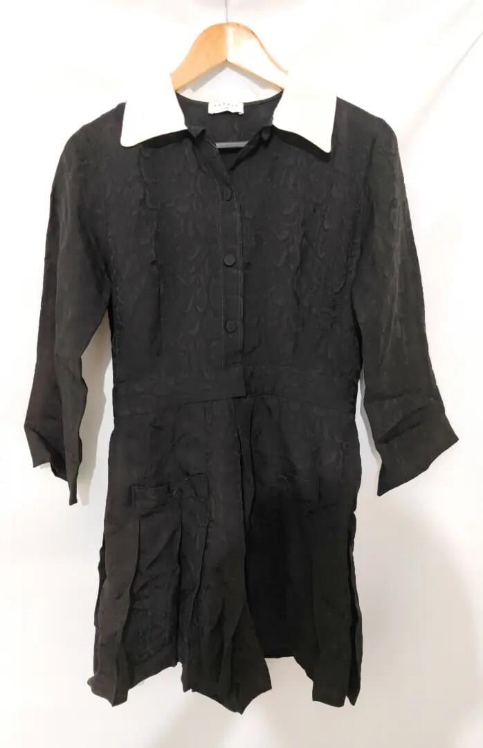 SANDRO Jessie Pleated Jacquard Elbise