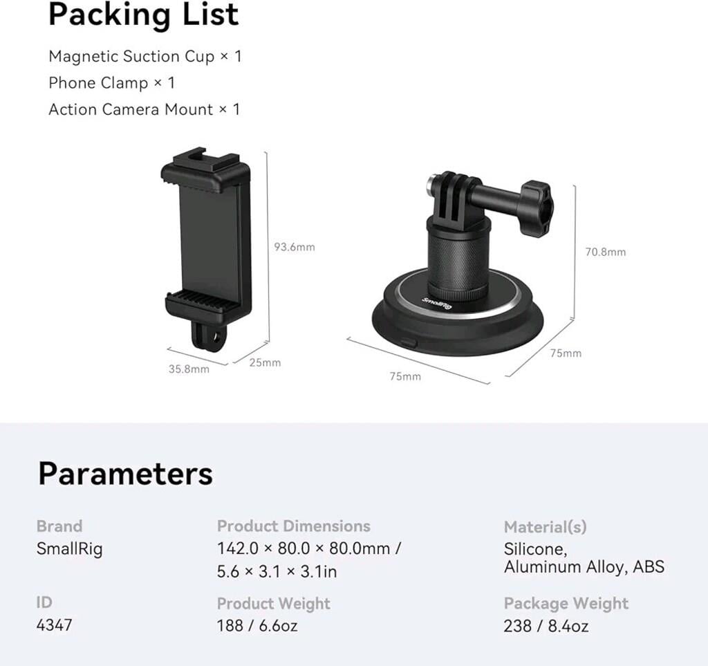 SmallRig Suction Cup Mounting Support for Action Cameras