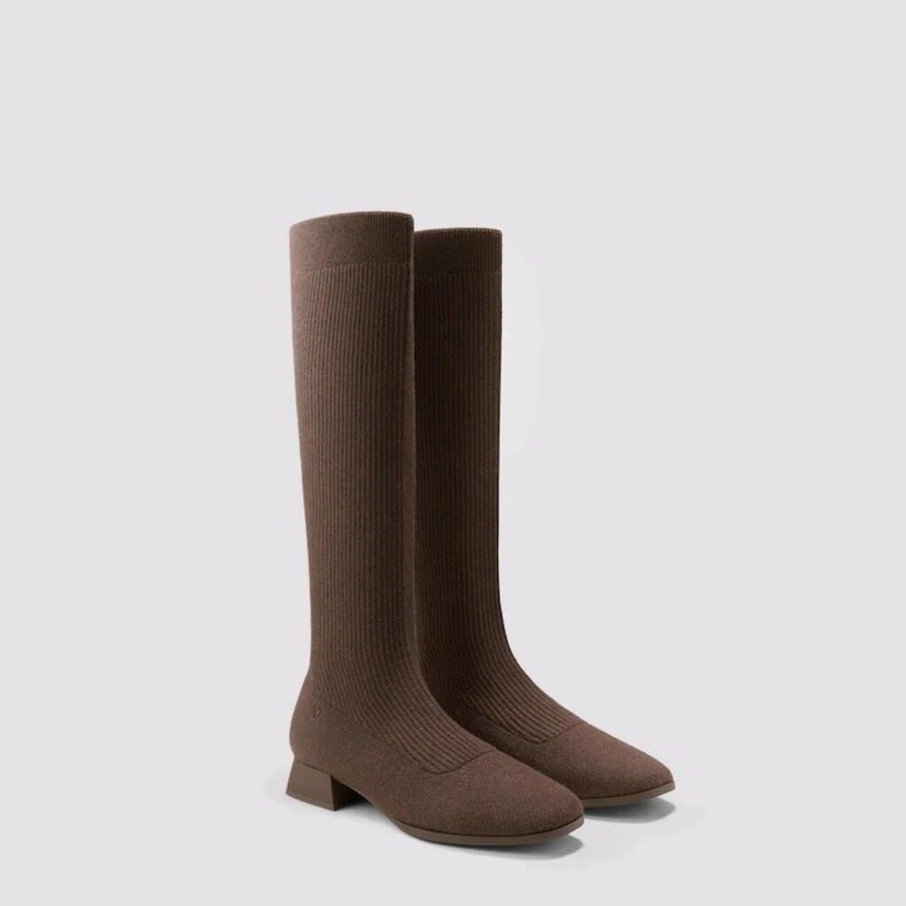 Square-Toe Water Repellent Wool Knee-High Boots (Tara Pro)