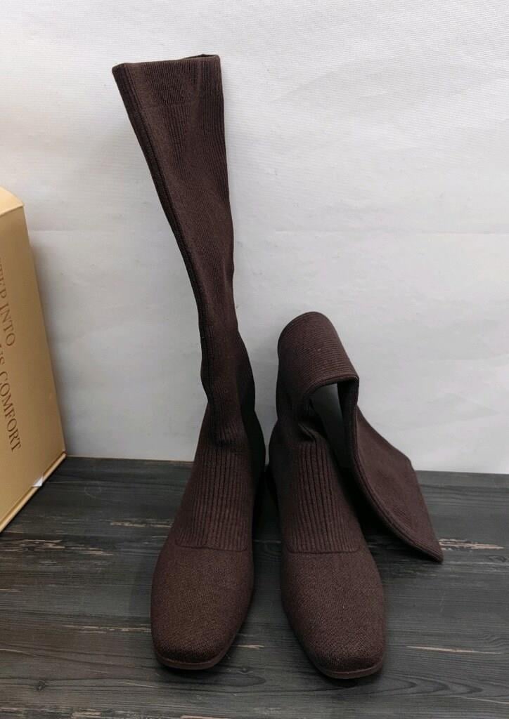 Square-Toe Water Repellent Wool Knee-High Boots (Tara Pro)