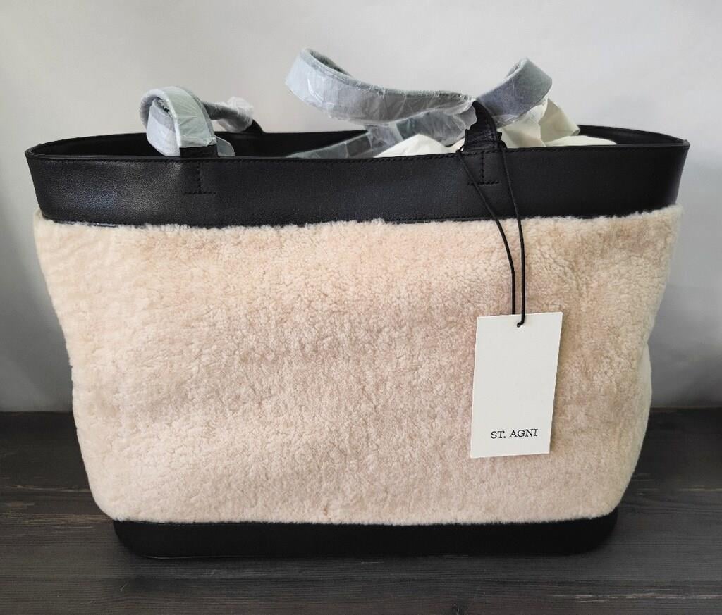 St. Agni Textured Leather-trimmed Tote Bag