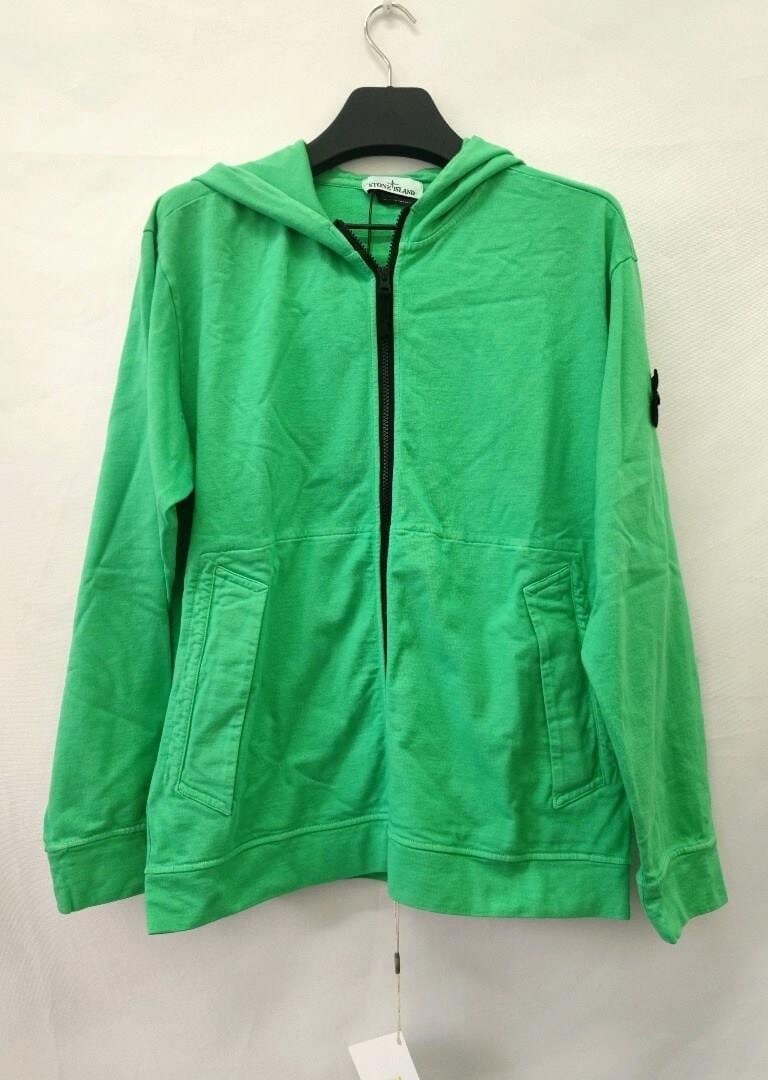 Stone Island Brushed Cotton Full Zip Hoodie (Green)
