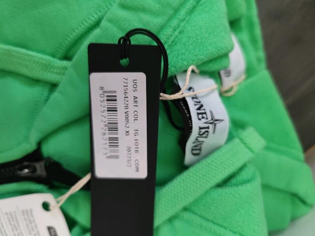 Stone Island Brushed Cotton Full Zip Hoodie (Green)