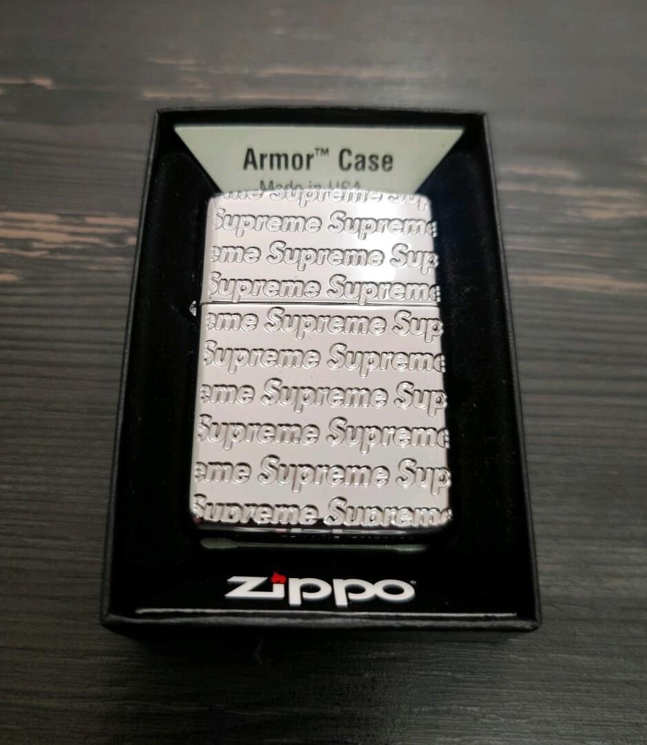 Supreme Repeat Engraved Zippo Silver