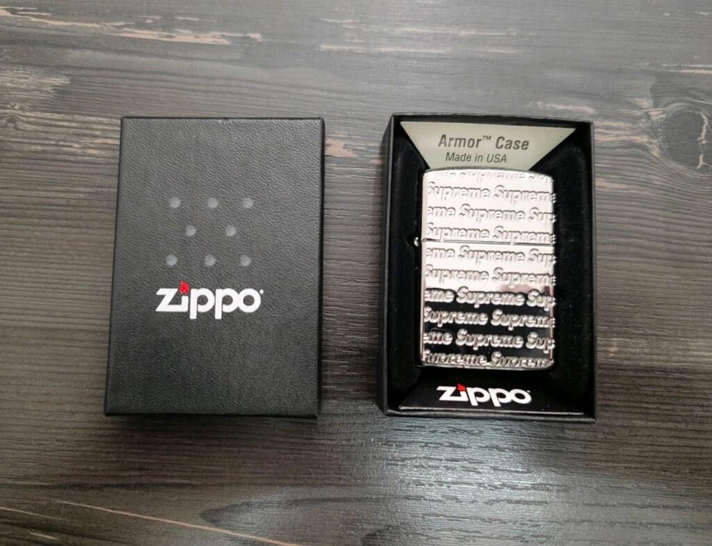 Supreme Repeat Engraved Zippo Silver