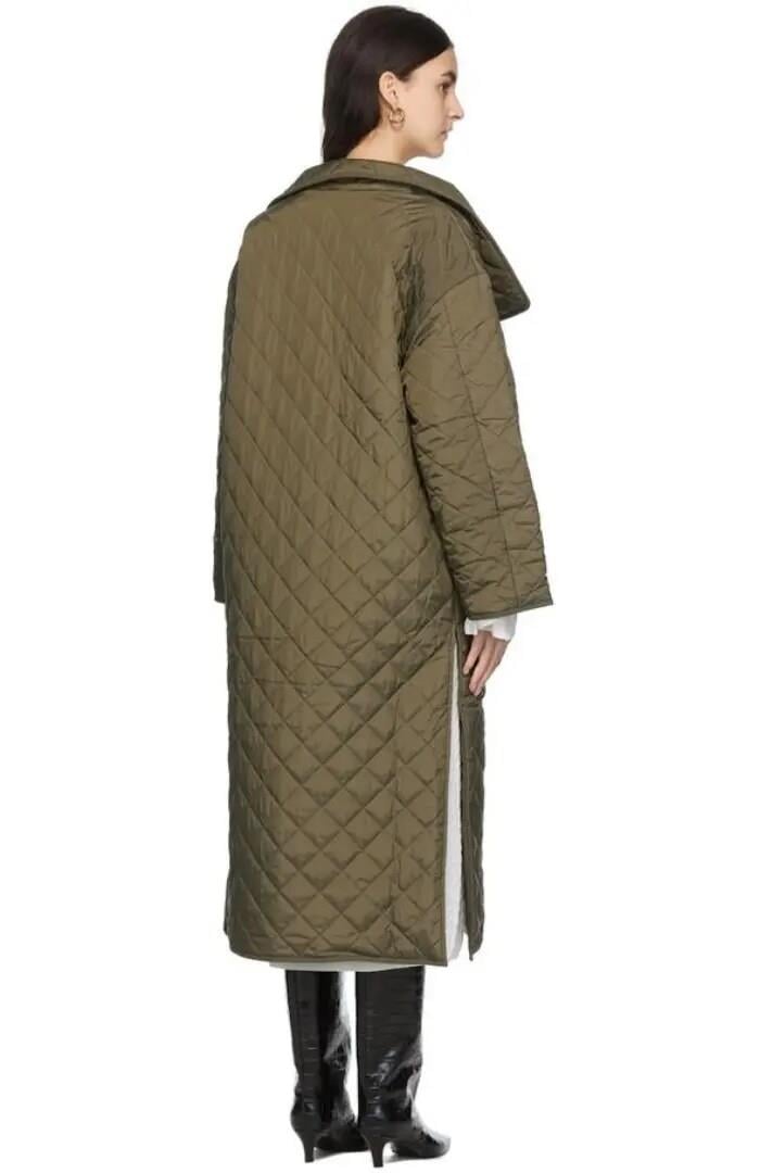 Totême Diamond-quilted Recycled-polyester Coat In Cornichon