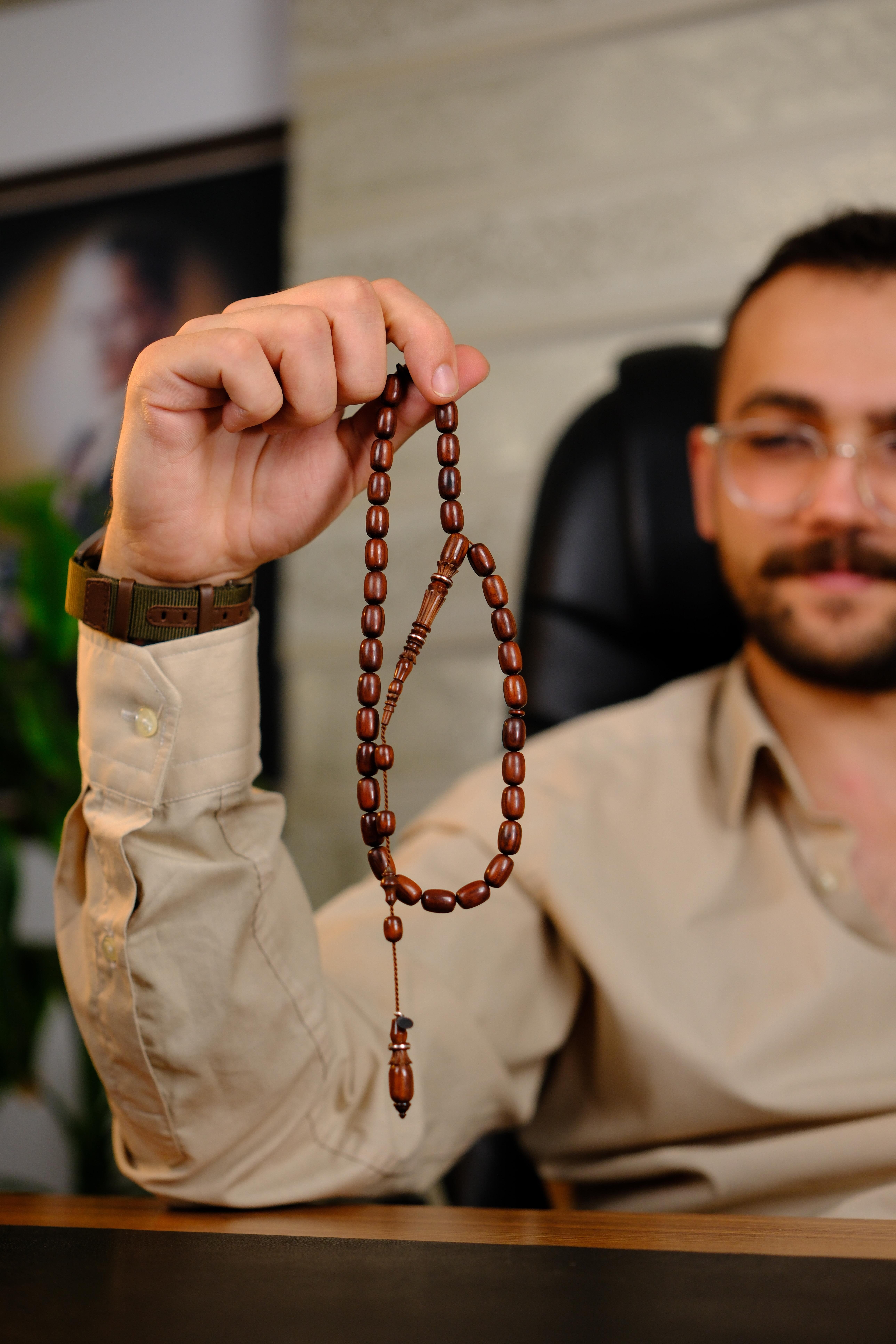 Şükrü Baba Serisi: Yılan Ağacı Kapsül Kesim Oymalı Tesbih
