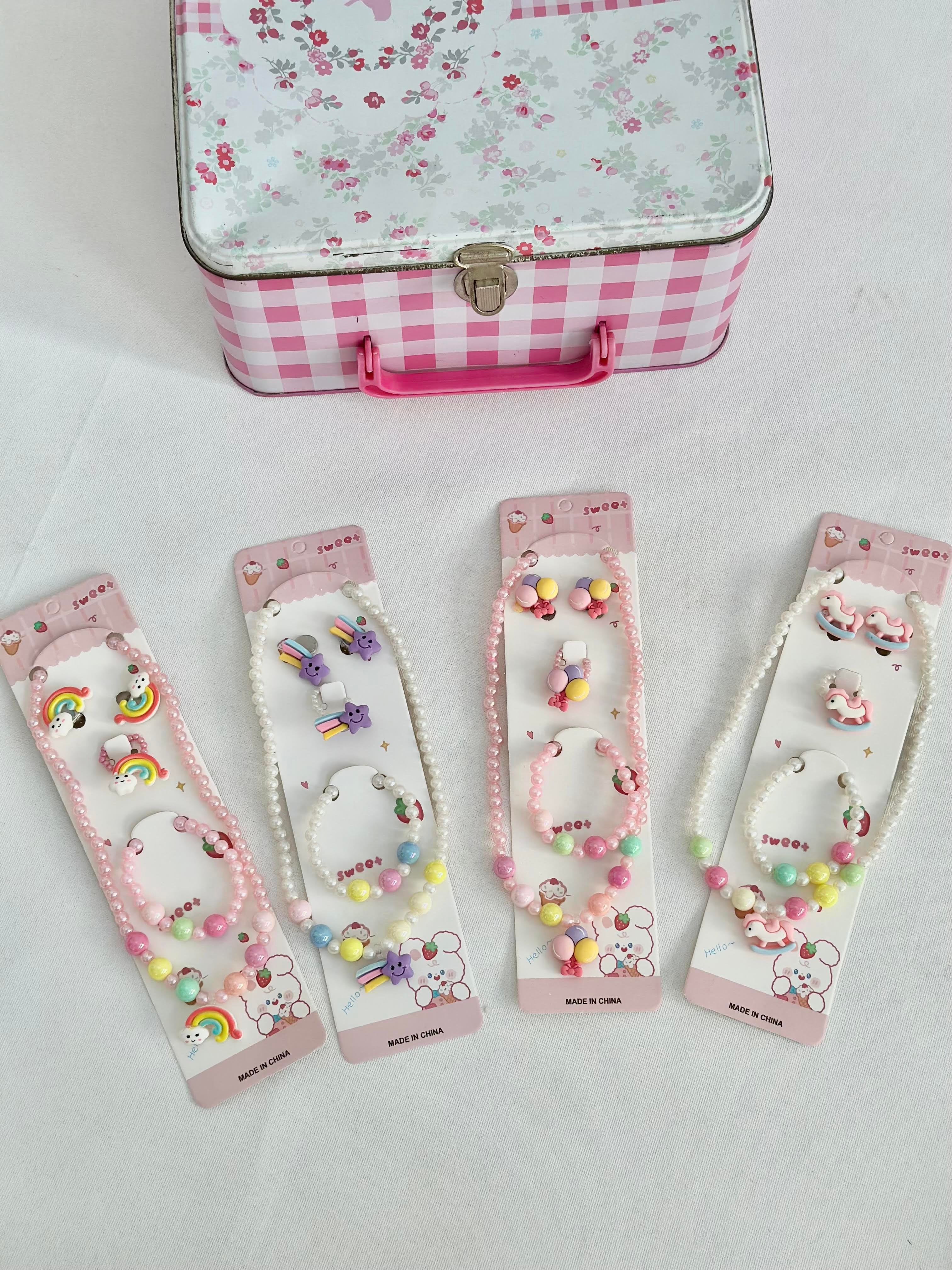 Gökkuşağı Pembe Kolye Set