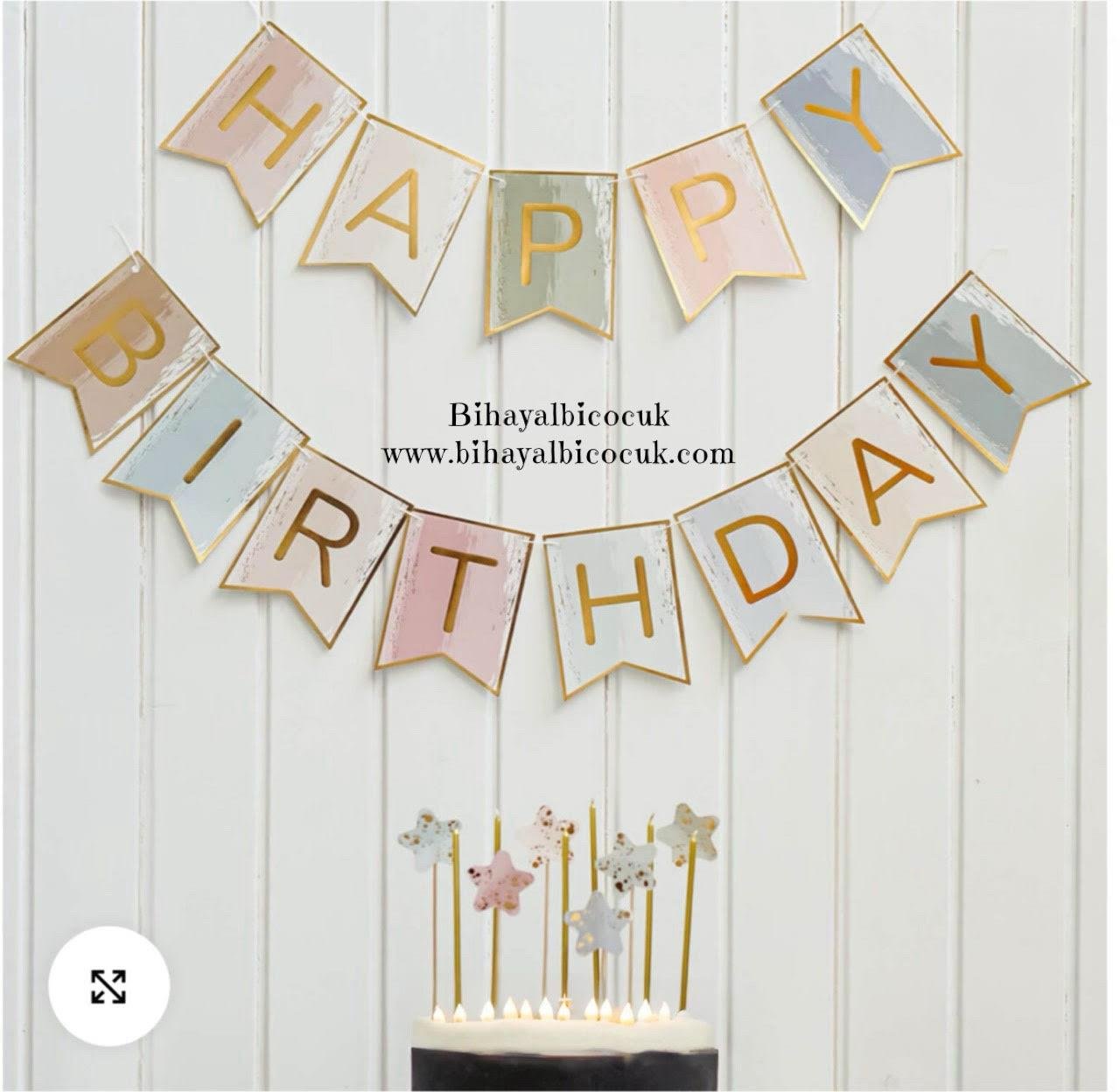 Happy Birthday Banner - Pastel Tonlar