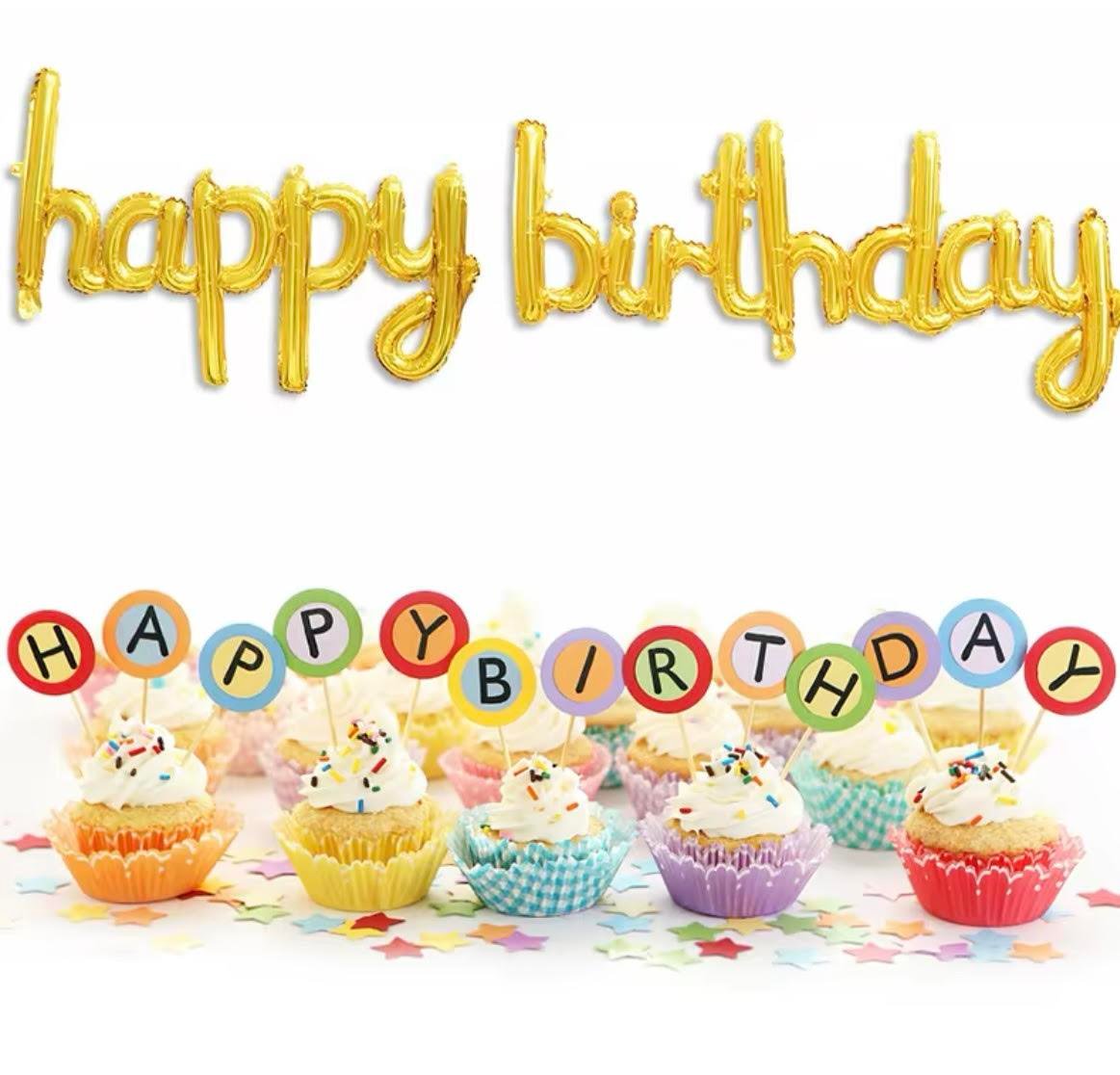 Happy Birthday Gold İmza El Yazısı Folyo Balon