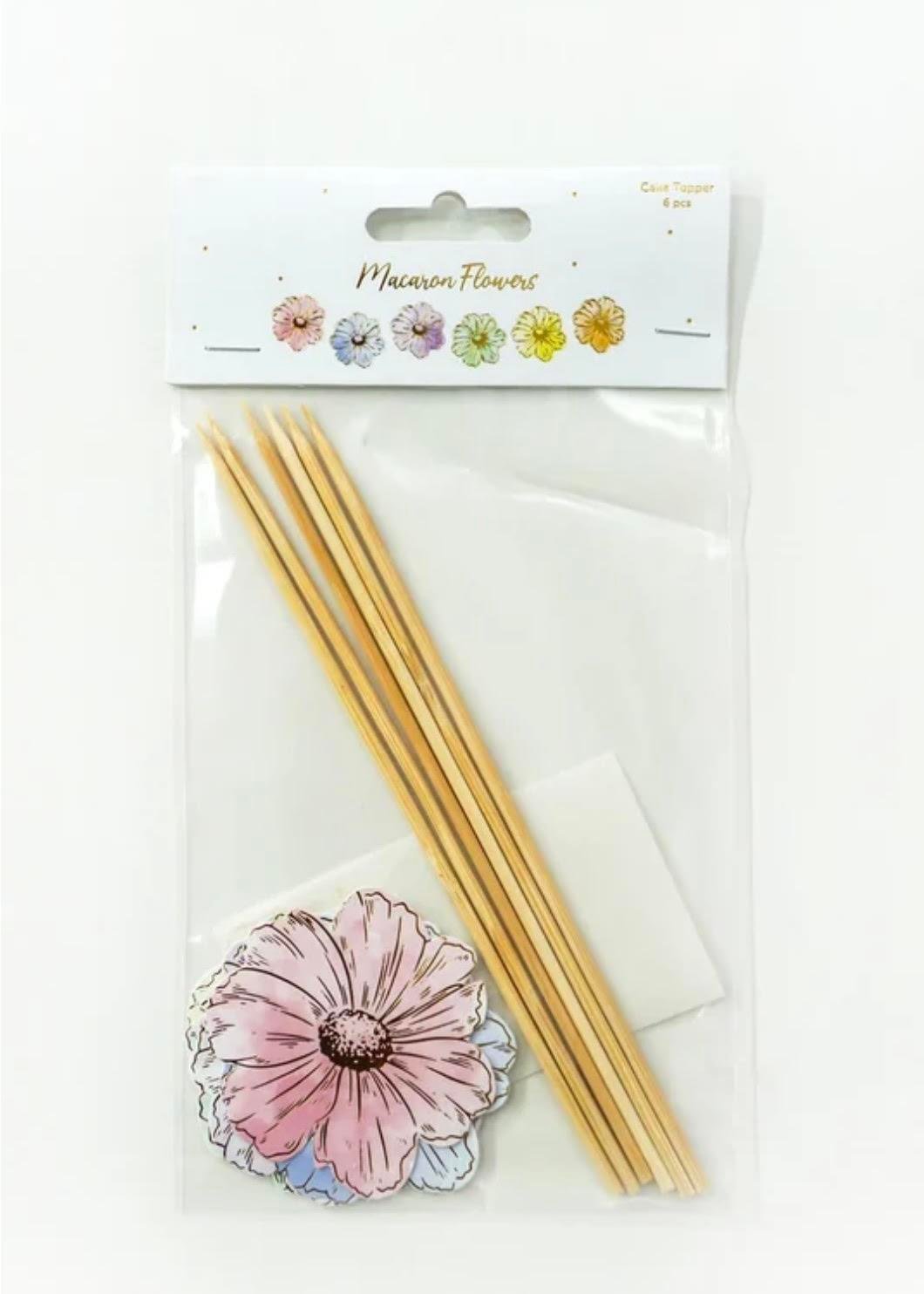 Makaron Çiçekler Cake Topper 