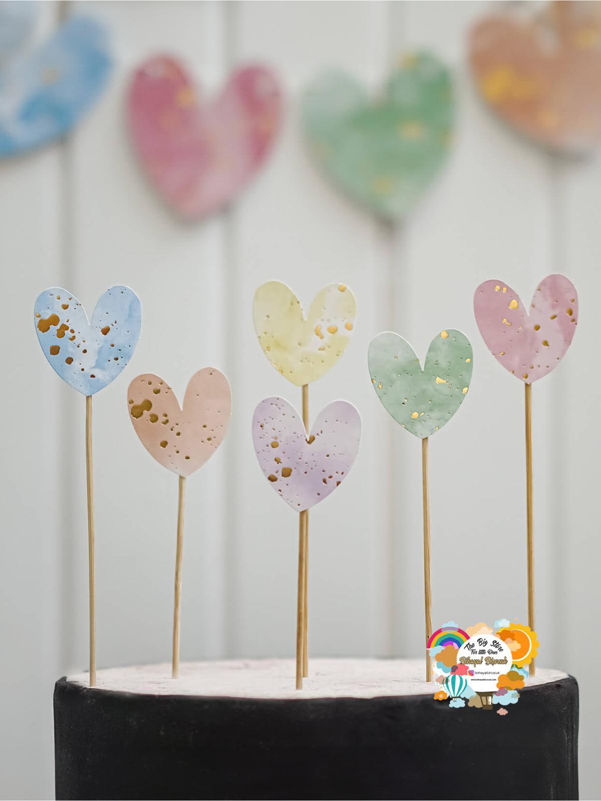 Makaron Kalp Cake topper Gold Yaldız 6 parça 