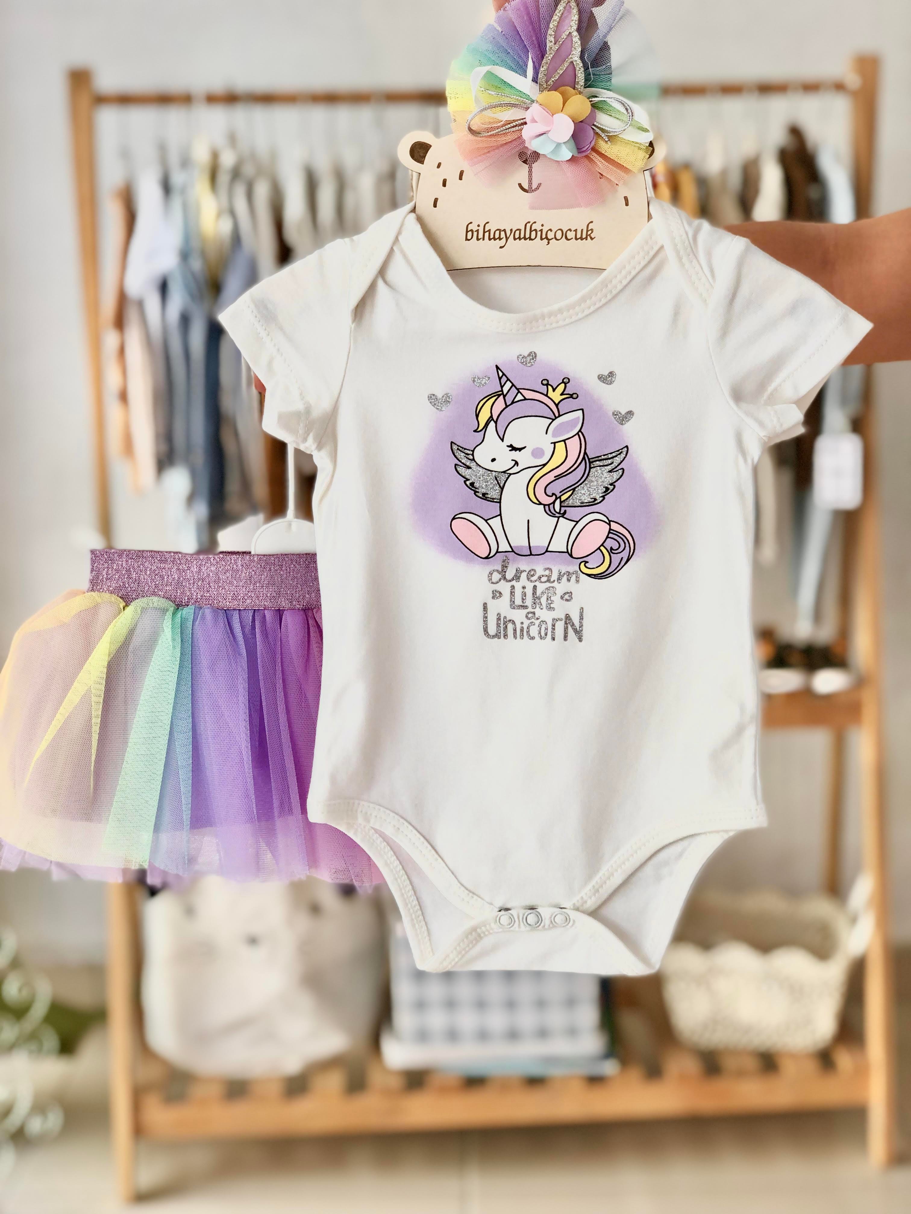 Unicornlu 3'lü Takım - Lila