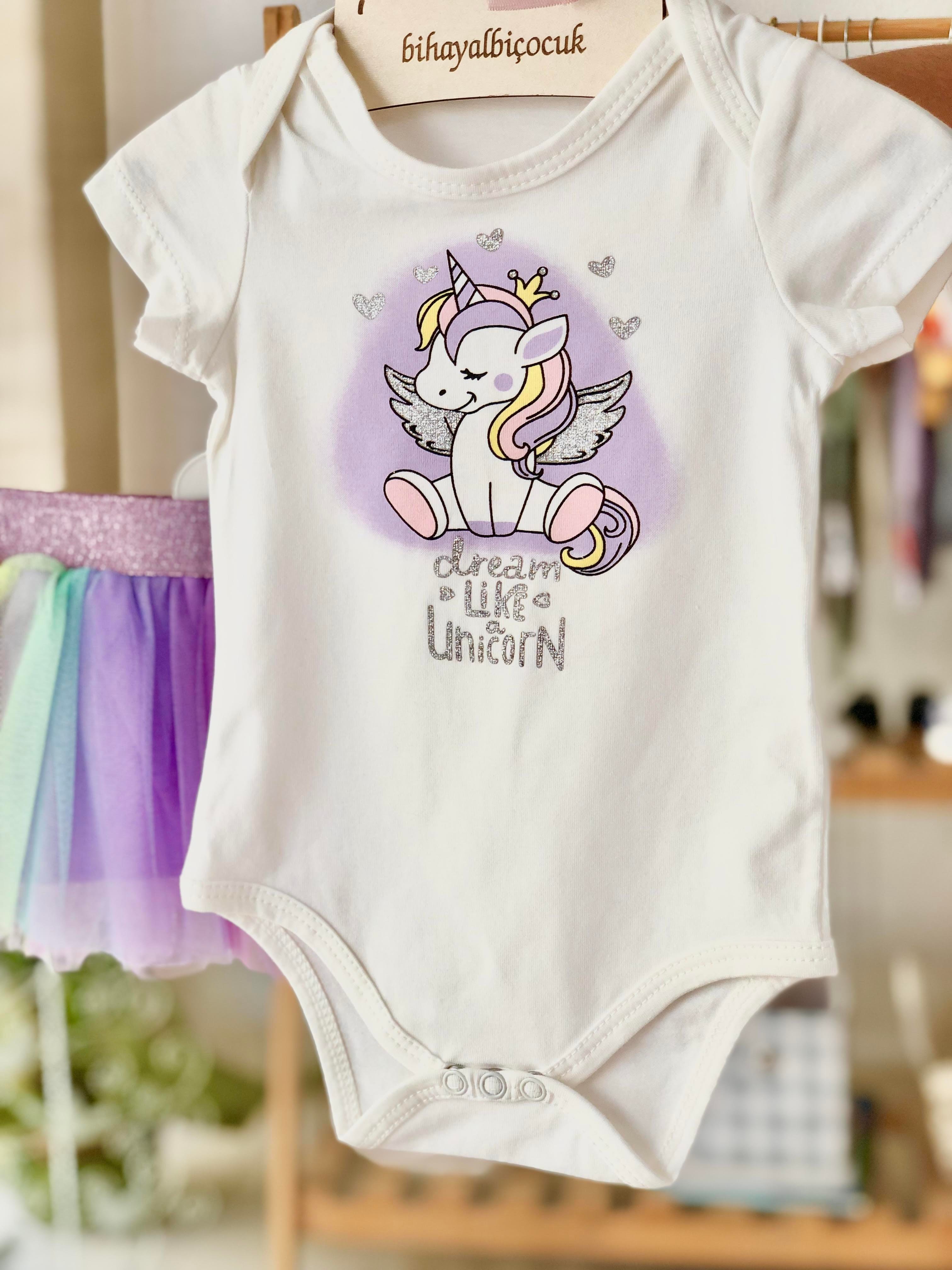 Unicornlu 3'lü Takım - Lila