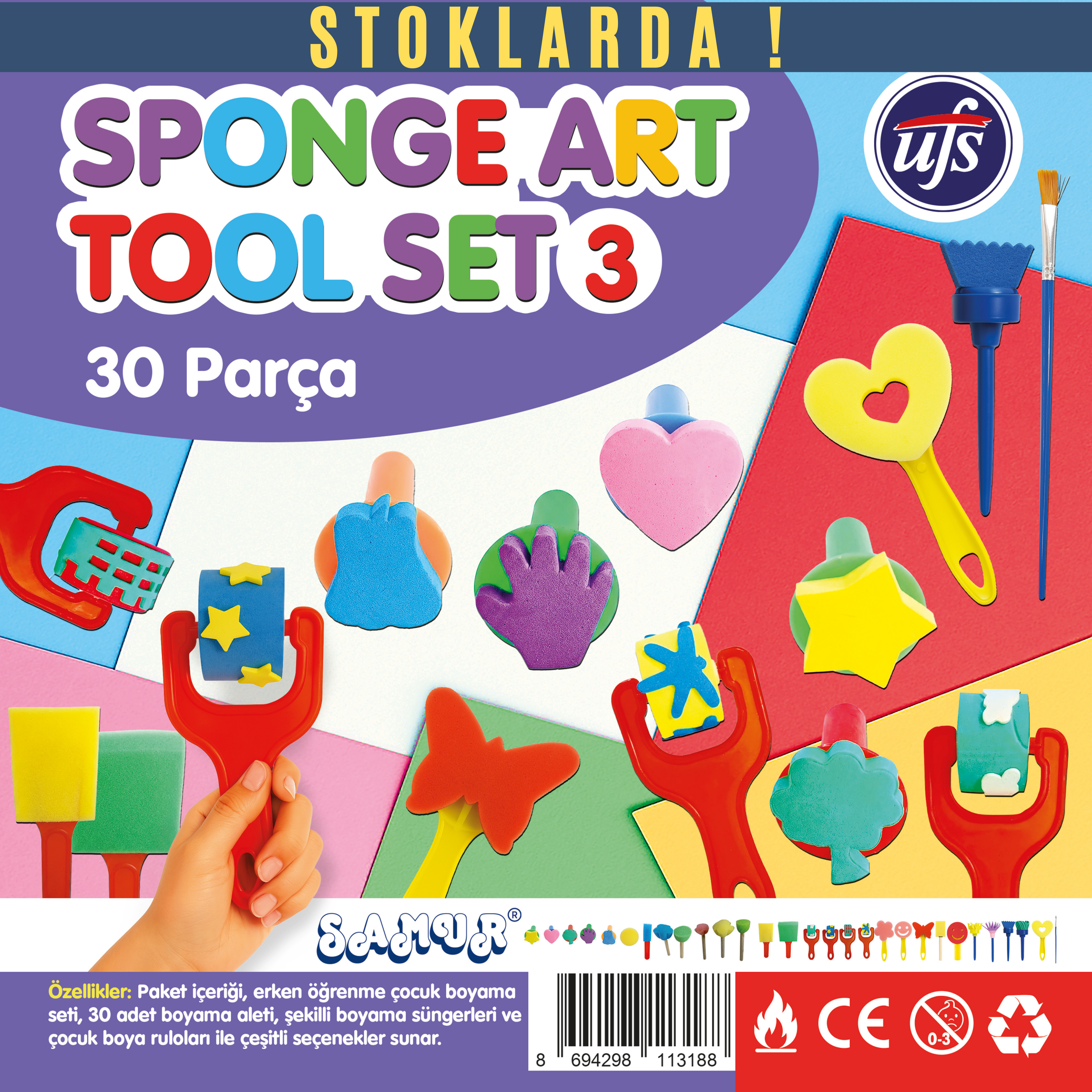 SPONGE ART TOOL SET-3 30 PARÇA SÜNGER BOYAMA SETİ