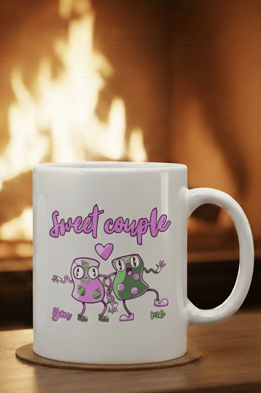 🥤 Sweet Couple: Eğlenceli Tasarım Seramik Kupa