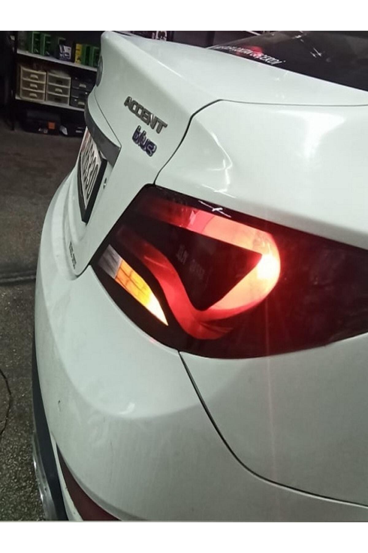 Accent Blue İçin şık tasarım karbon sticker seti Led Görünümlü Stop FarıKaplama