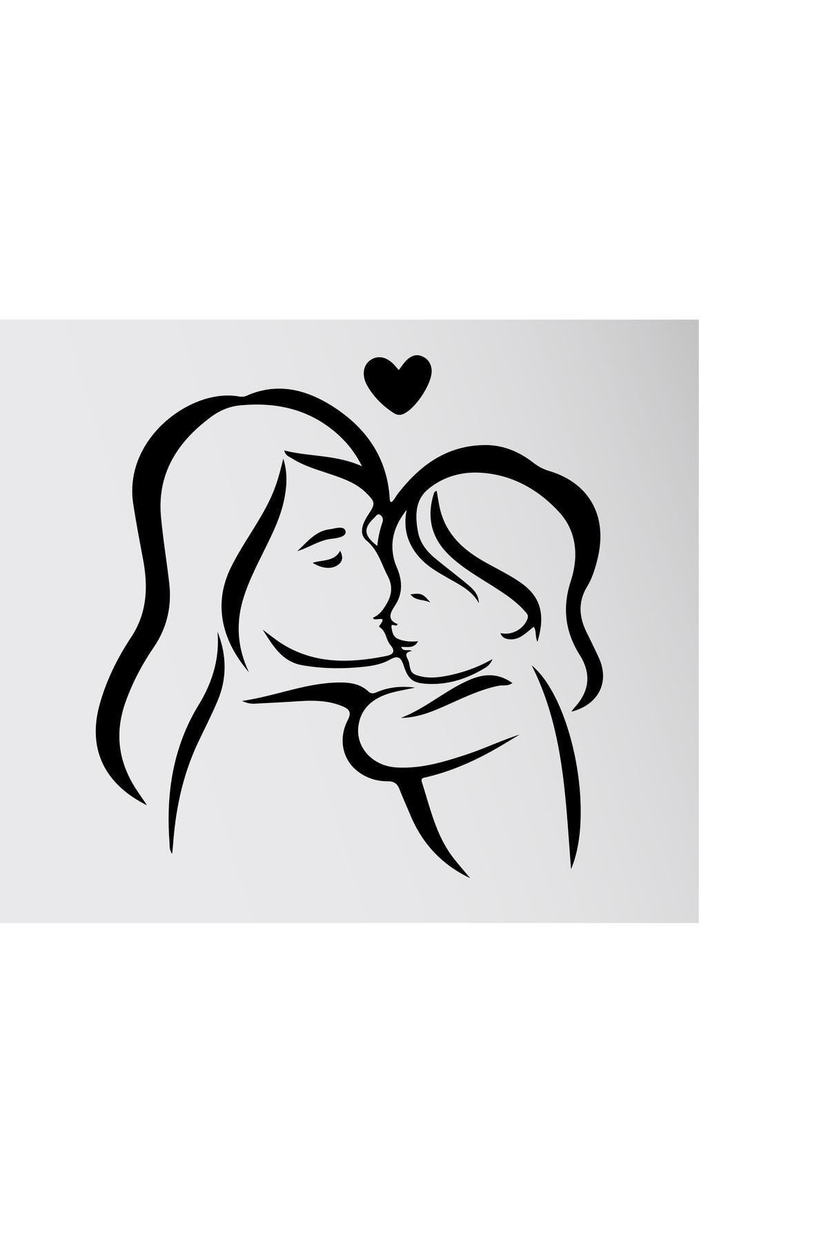 Anneler Gününe Özel Anne Ve Bebek Duvar özel yeni sticker Siyah