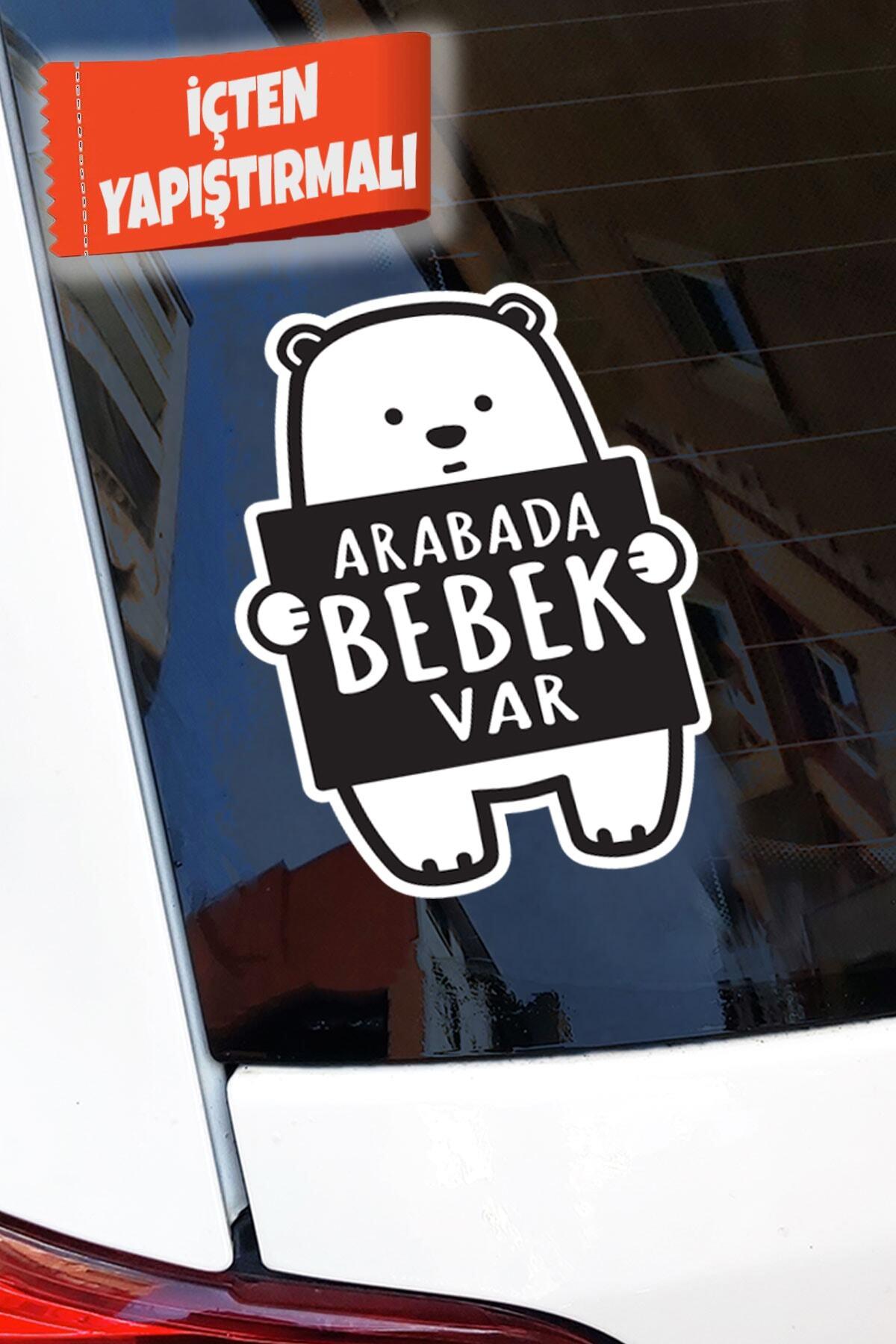 Arabada Bebek Var Ayıcık Oto özel yeni sticker 11*16 Cm