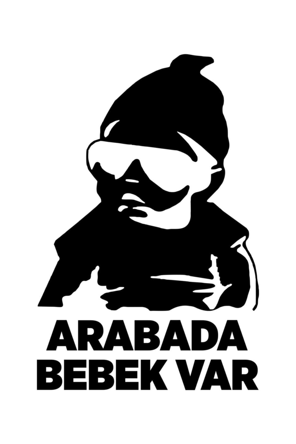 Arabada Bebek Var Oto Arka Cam özel yeni sticker Siyah 24*16 Cm