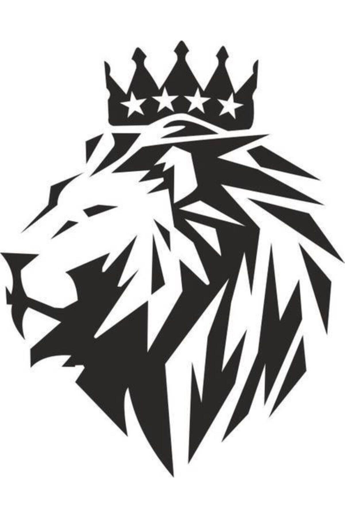 Aslan Başı Tasarımlı Oto özel yeni sticker Siyah 15*15 Cm