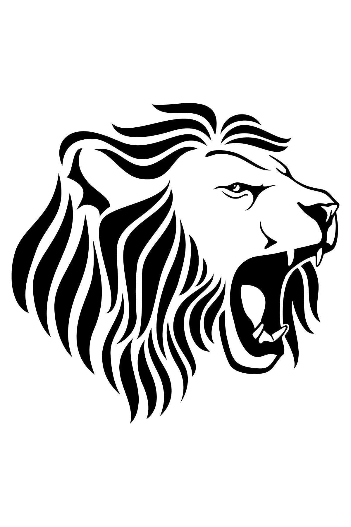 Aslan Kafası Oto özel yeni sticker Siyah 30 Cm
