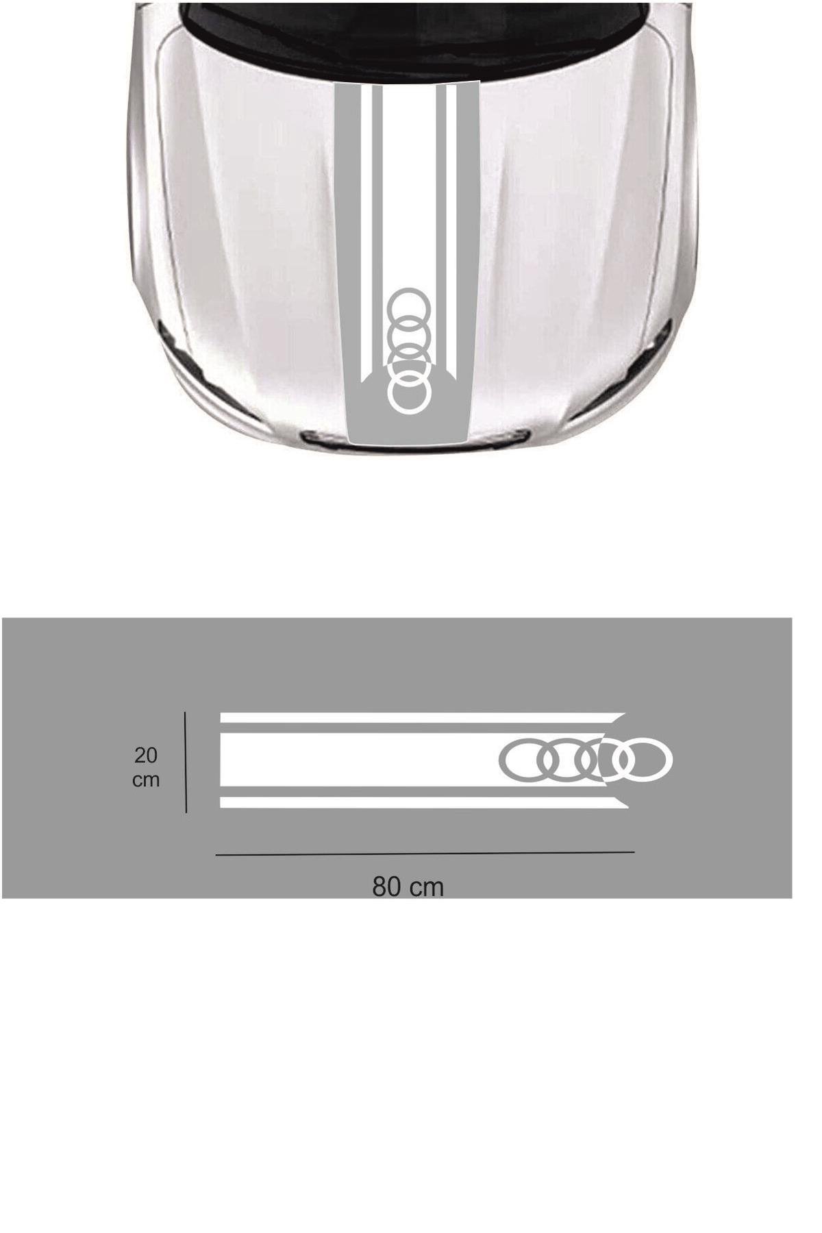 Audi İçin şık tasarım karbon sticker seti Aksesuar Oto Kaput özel yeni sticker Çift Şerit 80*20 Cm