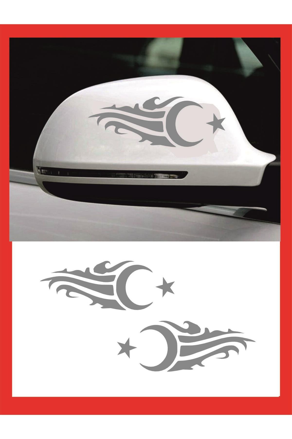 Ayna Ay-Yıldız özel yeni sticker Sağ-Sol 2 Adet 20*7 Cm