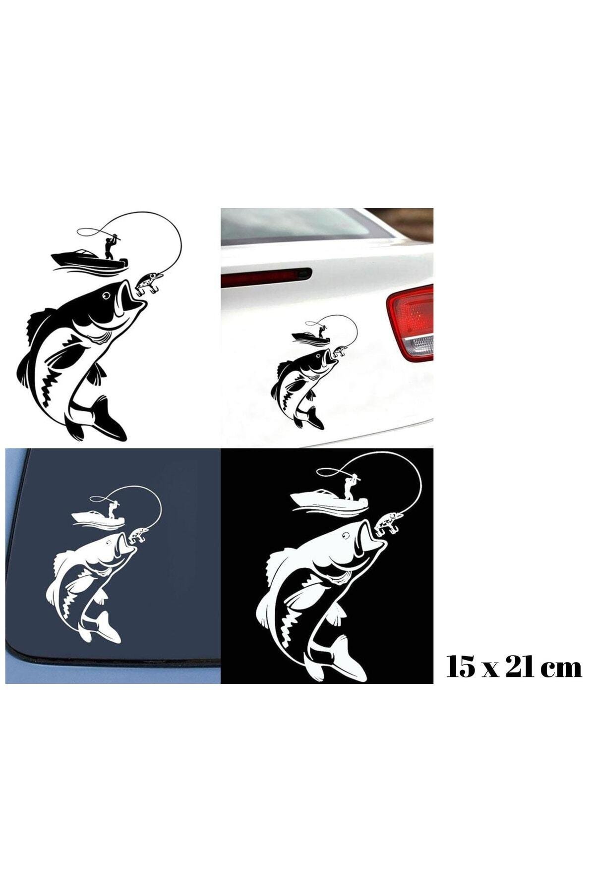 Balık Tutan Adam Oto Kaput özel yeni sticker 15*21 Cm