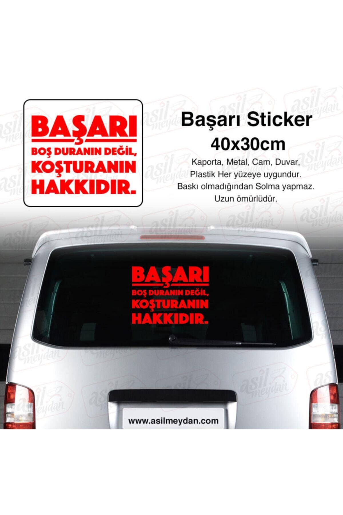 Başarı Boş Duranın Değil Koşturanın Hakkıdır Yazı Oto özel yeni sticker Kırmızı 40*30 Cm