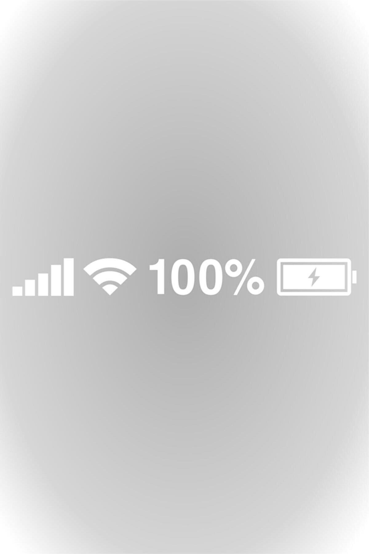Batarya Pil Wifi Icon Oto Cam özel yeni sticker Beyaz 25*3 Cm